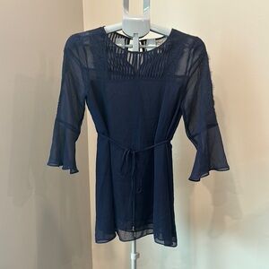Jessica Simpson Maternity Navy Blue Sheath Top with Bell Sleeves, size XS